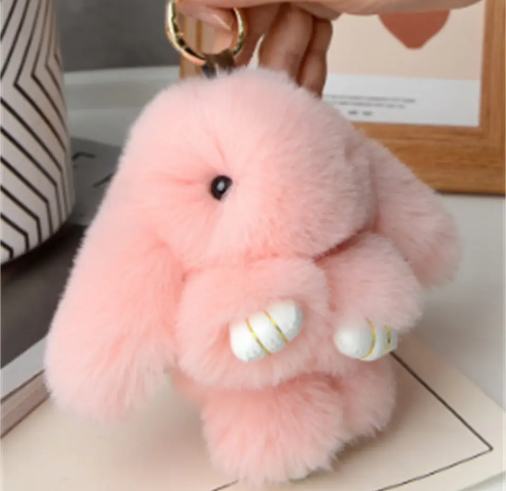15cm Rabbit Fur Keychain