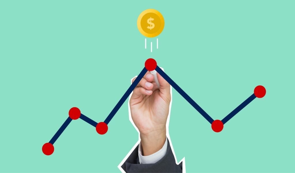 A growth chart comparing the math of selling individual items versus using digital product bundling to reach a $2,000 monthly goal.