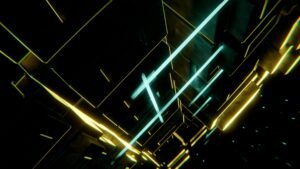 A high-tech abstract geometric visualization representing the structured logic needed to sell no-code database templates on danijacob.com.